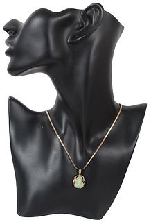 Italian Jade Frog Necklace w 14K Chain