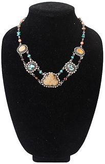 Sterling Necklace with Semi Precious Stones