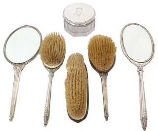 (6) Piece Mixed Pattern Sterling Vanity Set