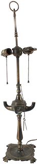 Vintage Brass Electrified Oil Lamp