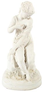 Porcelain Bisque Seated Classical Female Figure
