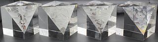 Steuben "Four Seasons" 4 Cube Crystal Paperweights