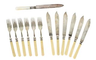 (13) Bone Handle Forks & Knvies Set