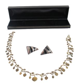 Sterling Earrings & Leaf Necklace