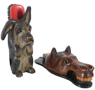 Folk Art Horse & Dog Brush Holders & Brushes