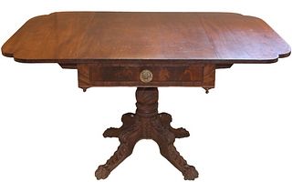 Mahogany Classical Carved Drop-Leaf Table
