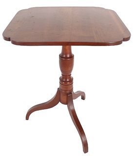 Antique Cherry Wood Tilt Top Candle Stand