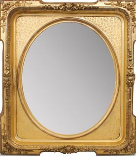 Antique Gilt Wood Carved Framed Oval Mirror