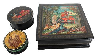 (3) Russian Painted Lacquer Boxes