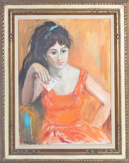 Signed Oil on Canvas, Portrait of a Woman