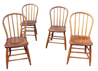 (4) Antique Carved Wooden Chairs