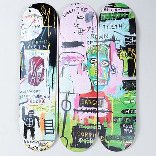 After Jean-Michel Basquiat (1960-1988): Skateboard Triptych