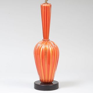 Murano Orange and Gold Glass Table Lamp