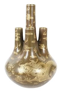Qing Qianlung Period Gilt Dragon Vase