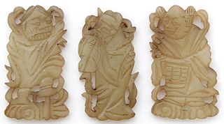 (3) Carved Jade Ornaments, Figural Motif
