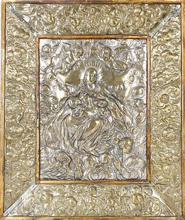 Brass Relief Plaque Holy Adoration Jesus ca 1800
