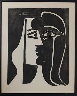 Lithograph after Picasso Linocut "Tete de Femme"