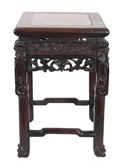 Chinese c. 1820 Rosewood Stand w Marble Top