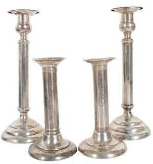 2 Pairs of Weighted Sterling Candlesticks