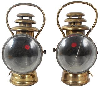 (2) Antique Dietz Dainty Brass Oil Tail Lamps