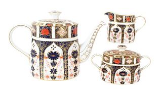 Old Imari 3-Piece Tea Set, Royal Crown Derby