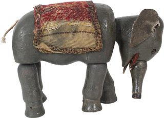 Antique Schoenhut Wood Carved Jointed Elephant Toy