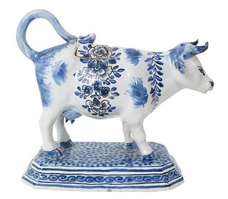 Antique Delft Blue & White Cow Creamer