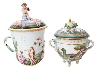 (2) Italian Capodimonte Porcelain Containers
