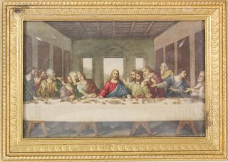 Last Supper Color Print in Gilt Bronze Frame