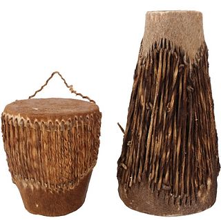 (2) African Handheld Cowhide Drums
