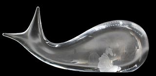 Kosta Art Glass Jonah & Whale, Signed Lindstrand