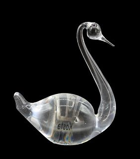 Kosta Crystal Glass Swan Figure
