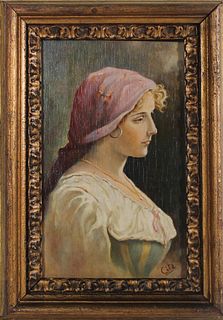 A Young Beauty Antique Painting, Oil/Board