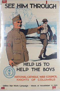 "See Him Through" WWI Poster by Burton Rice