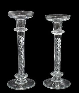 Pair of Glass Pillar Candle Holders