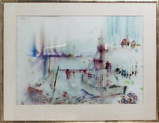 Large 20th C. American  Abstract Watercolor