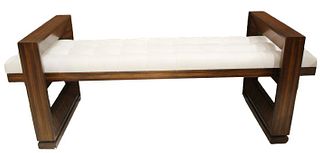 Wooden Bench w White Top Cushion