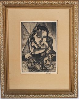 Etching/Drypoint of a Young Child, Signed