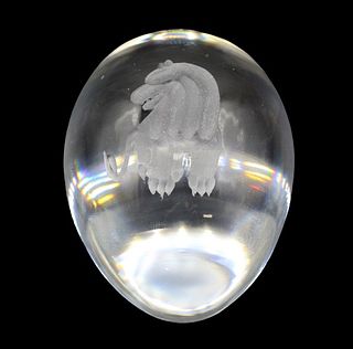 Clear Crystal Paperweight w Lion