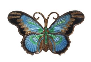 Vintage Silver & Enamel Butterfly Brooch