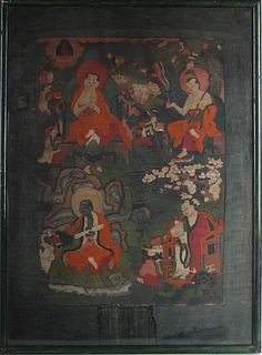 Tibetan Thangka - 4 Arhat Immortals