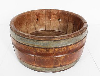 Antique Wood Washtub with Metal Bands