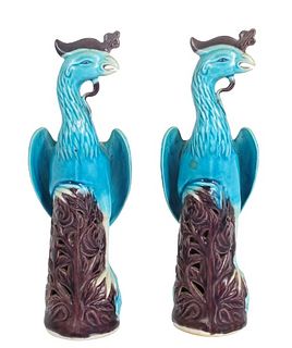 Pair of Chinese Export Turquoise Phoenix