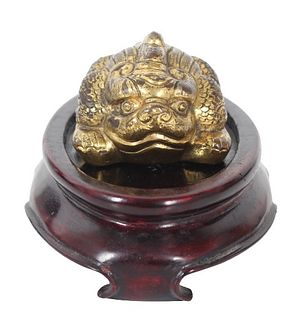 Han Dynasty Mythical Beast Weight, Gilded Bronze