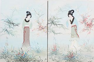 (2) Chinese Paintings of Ladies