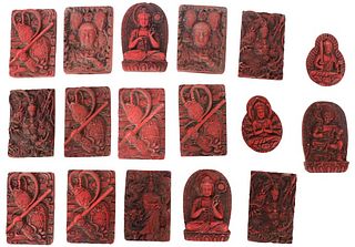 Chinese Carved Red Pendants