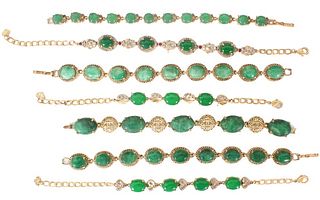 (7) Green Costume Bracelets