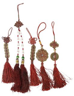 (5) Chinese Carved Pendant Tassels