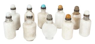 (10) Chinese White Stone Snuff Bottles