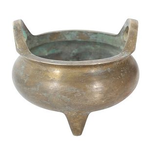 Chinese Brass Footed Small Pot
